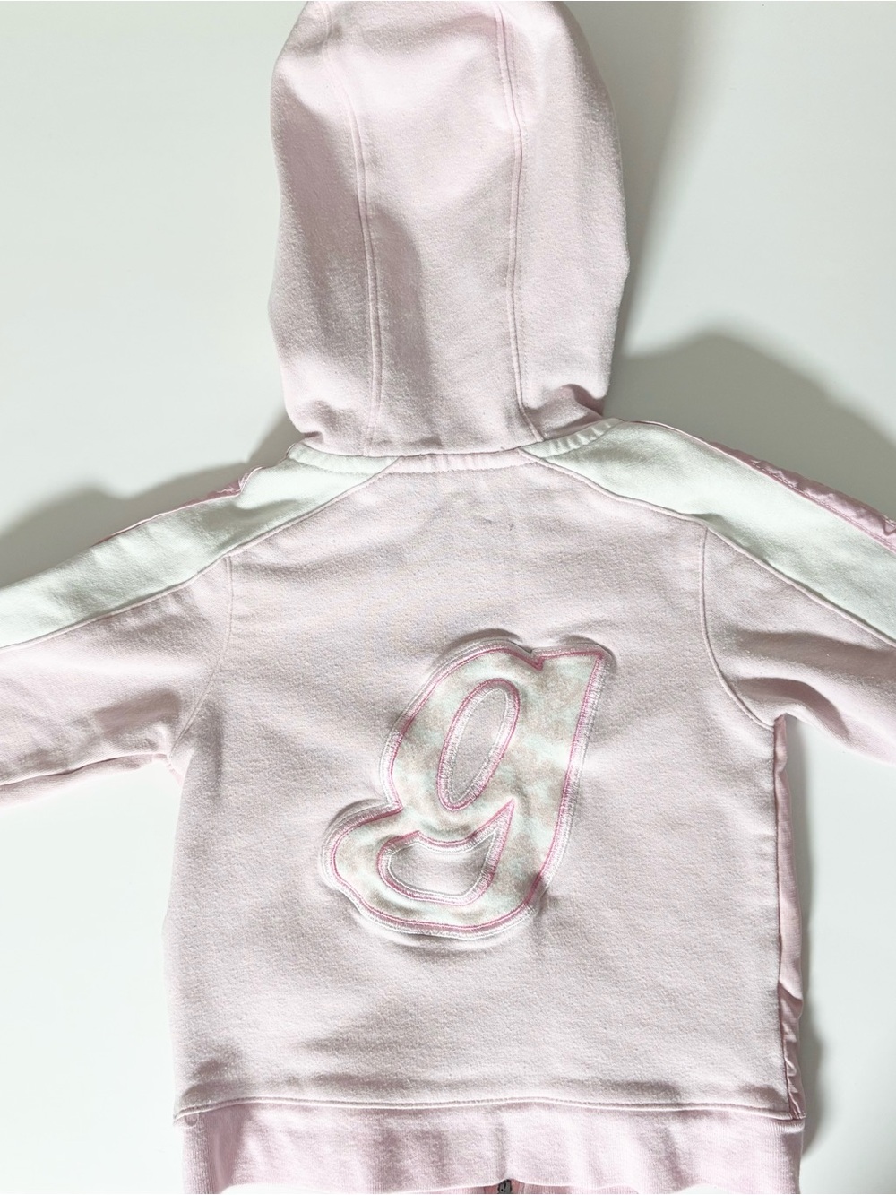 Vintage GUESS Baby Pink Varsity Fleece Zip Hoodie Coquette Designer Preppy Y2k - Picture 7 of 10
